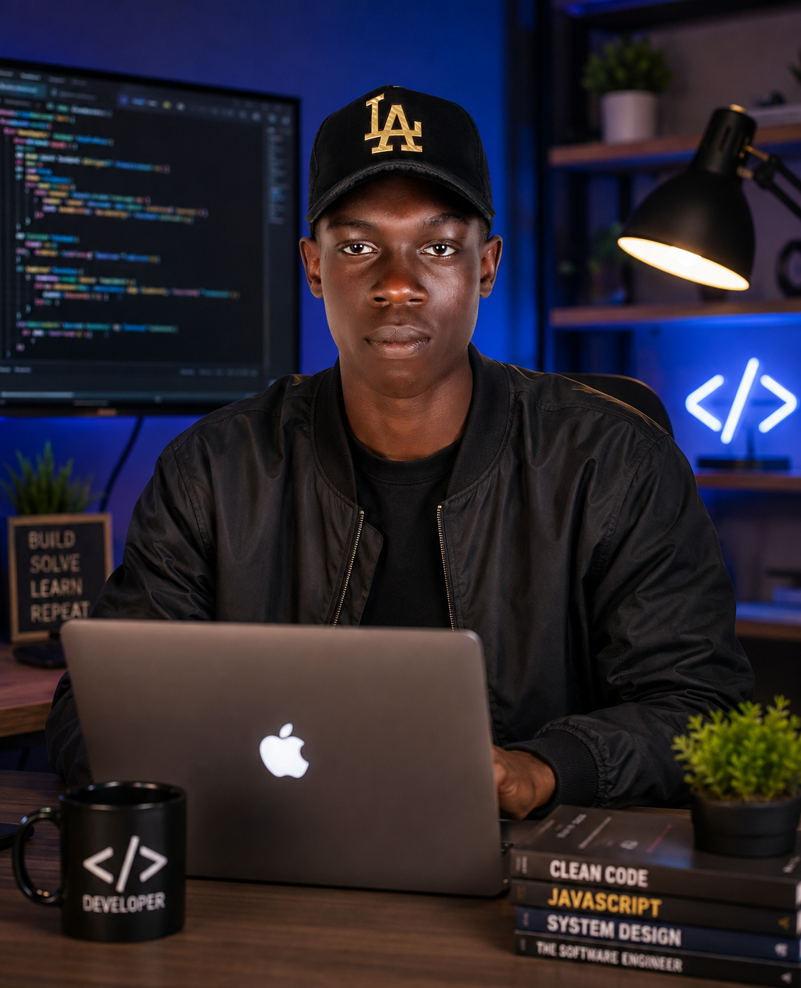 Bruno working on a laptop in a modern development studio